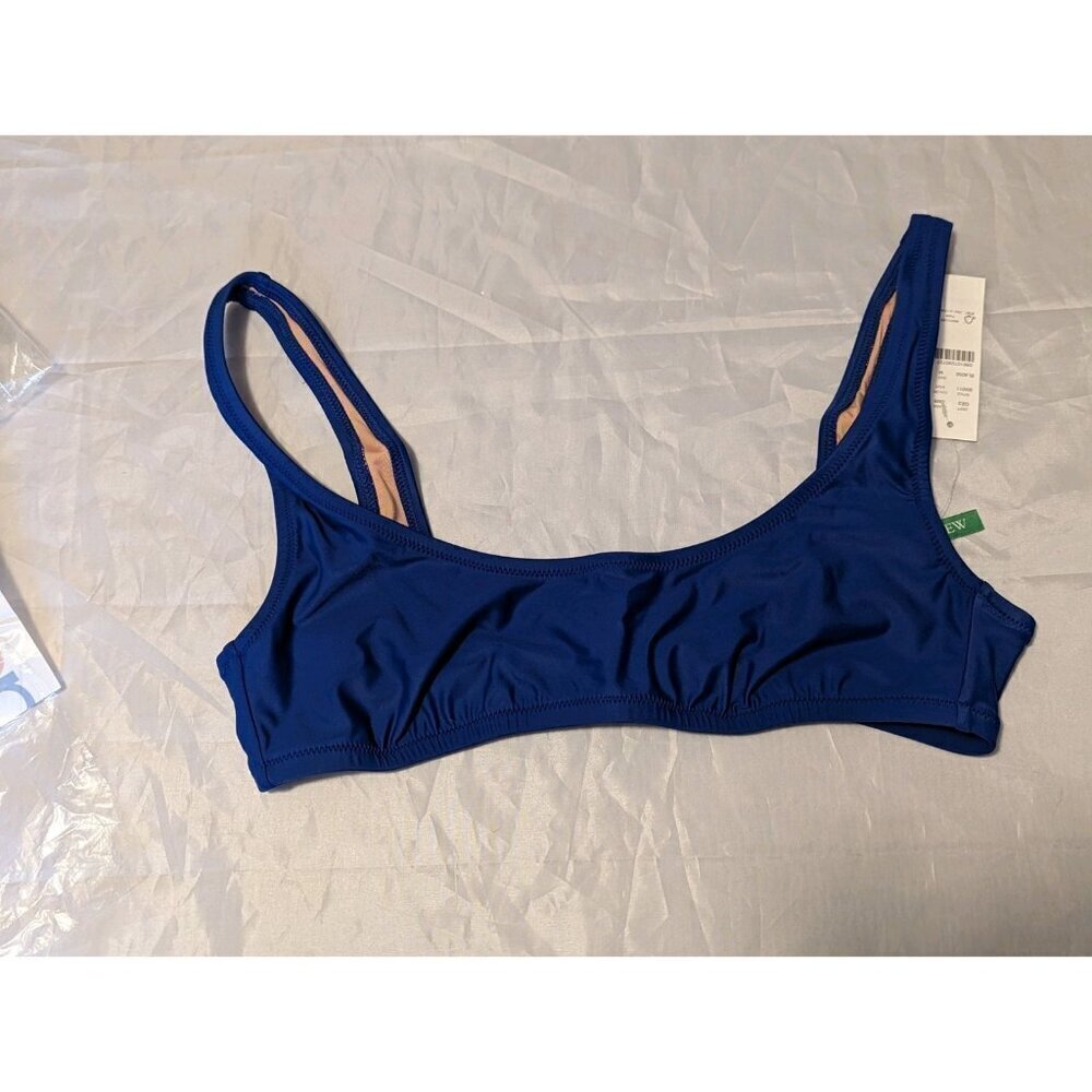 NEW J. Crew Heritage Scoopneck Bikini Swim Top Women S Blue Beach (876)